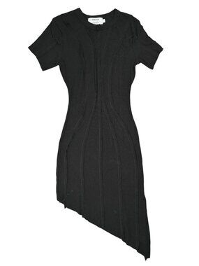 Sami Miro Vintage Asymmetric Long Sleeve Mini Dress in Black